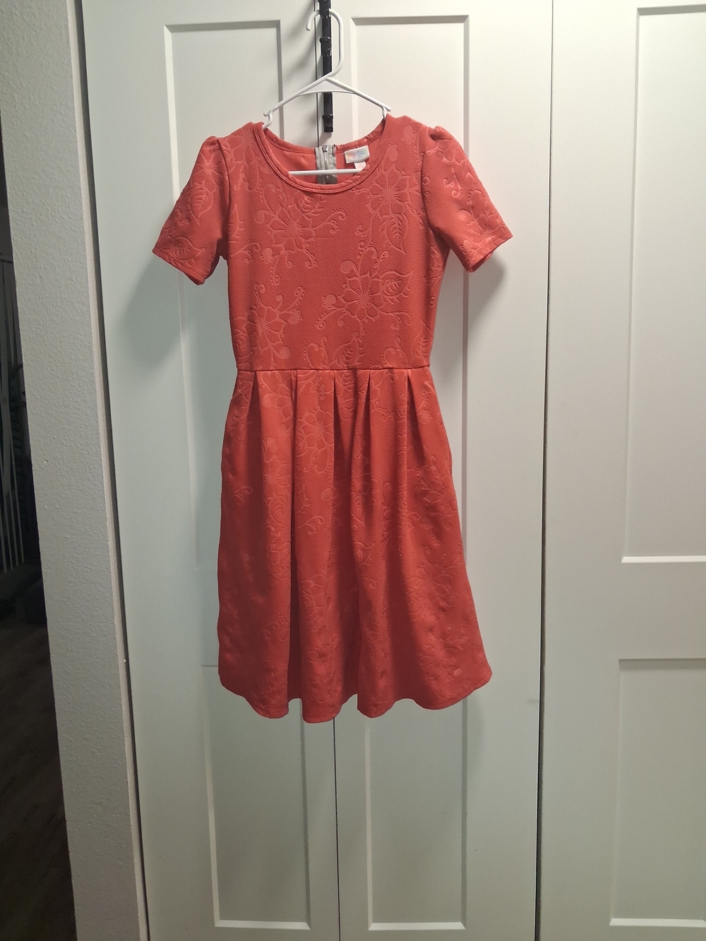 lululemon athletica Coral Textured Short-Sleeve Fit-and-Flare Dress